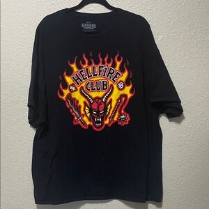 Stranger Things Men's Black Red & Orange Hellfire Tee. Good Condition. Size  3XL